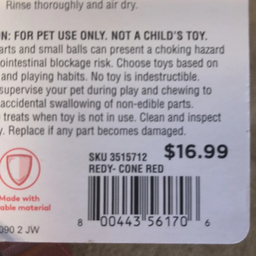 NWT Reddy cone treat dispenser dog toy L